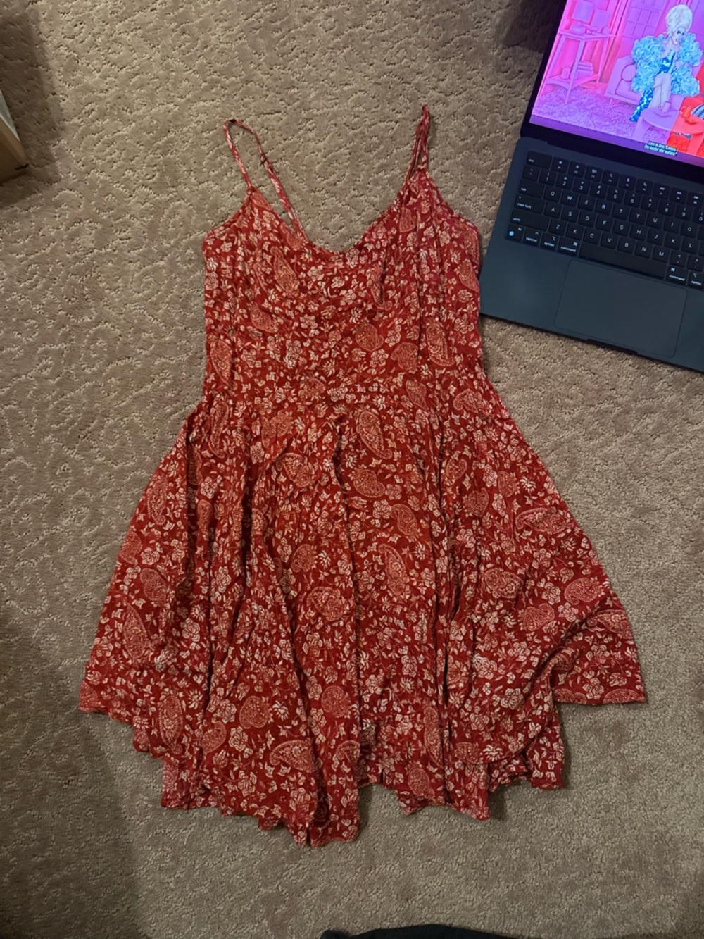 Forever 21 Rust Red Paisley Print Dress